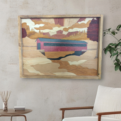 Custom Framed Covered Bridge Landscape Wall Art-Made to Order